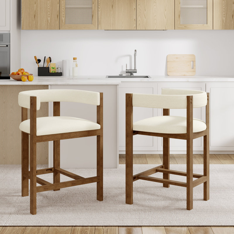 Simon Modern Curved-Back Counter Stools, Walnut