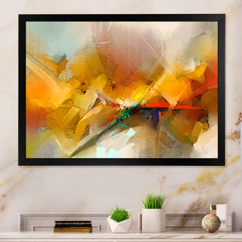 «Yellow and Orange Storm Impression II», reproduction sur toile flottante, Cadre noir, H 8 po x l 12 po x P 1 po