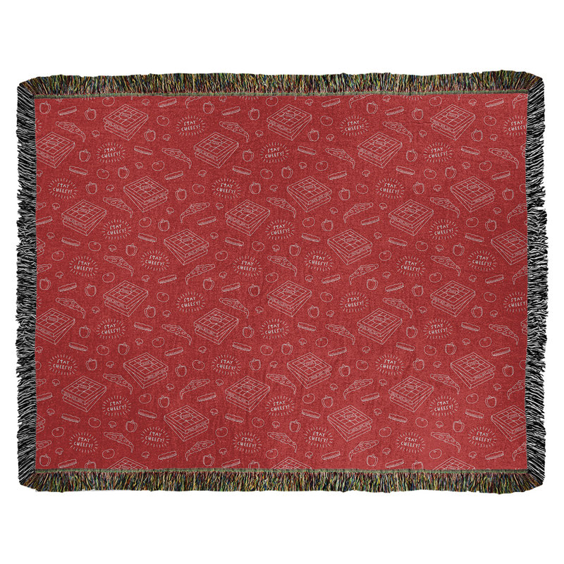 Couverture en coton tissée pizza, l 50 po x L 60 po, Moyen, Rouge