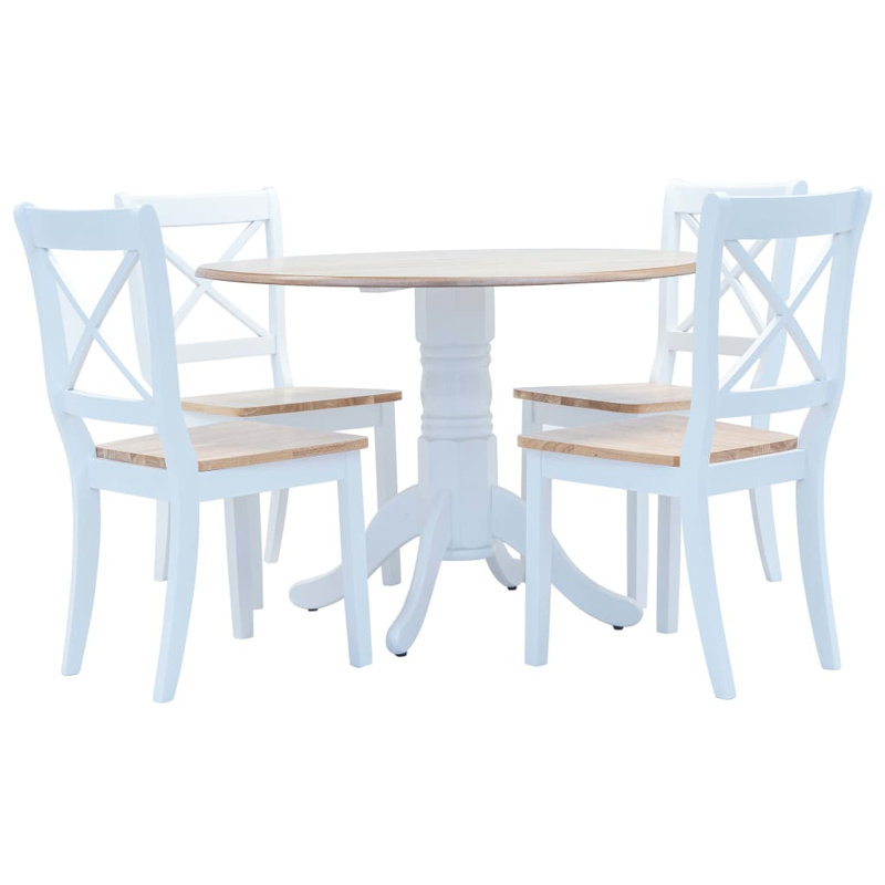 Brann 4 - Person Dining Set, Brown, White, White/Brown