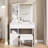 Small Space Left Drawer Desktop Vanity Table + Cushioned Stool, 2 AC+2 USB Power Station-277867221