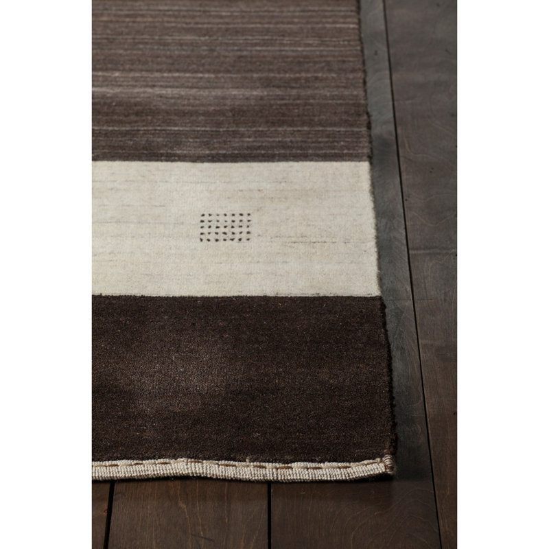 Elantra Wool Striped Area Rug in Brown, 7'9" x 10'6"
