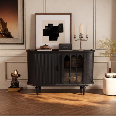 Modern light luxury black storage sideboard.