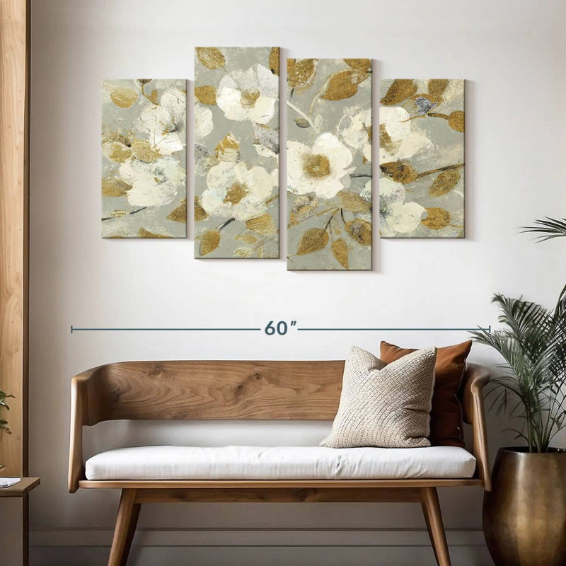Fading Spring Gray And Gold, 32" H x 52" W