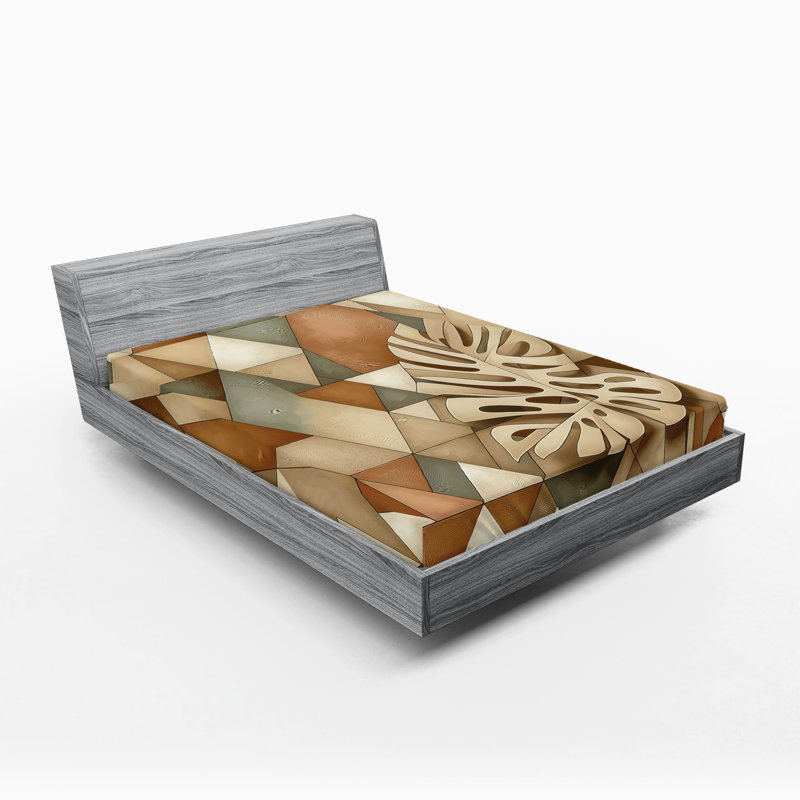 Drap-housse Ambesonne Monstera_ Style scandinave boho_ Sépia cacao et vert réséda, Grand