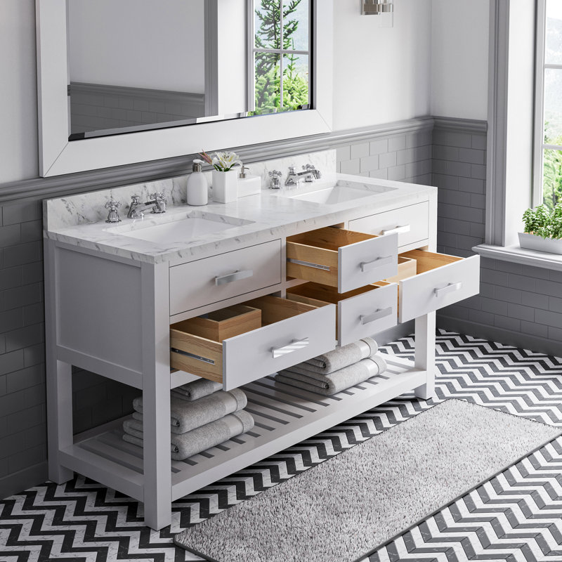 Ensemble de meuble-lavabo double 60 po Cronin, Blanc pur