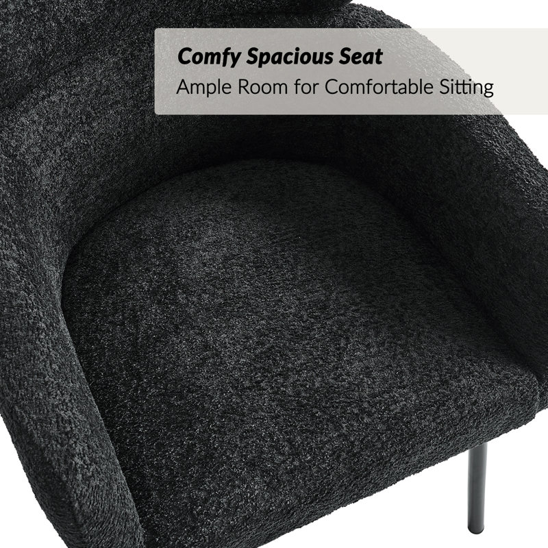 Turgeon Boucle Dining Chair with Adjustment Feet, 4, Black