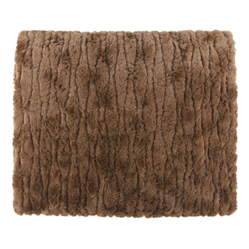 Faux Fur Sable 50"x 60" Throw Blanket, Mocha