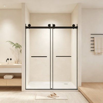 56-60 "W x 74" H Frameless Double Sliding Shower Door with 5/16 "(8mm) Tempered Glass