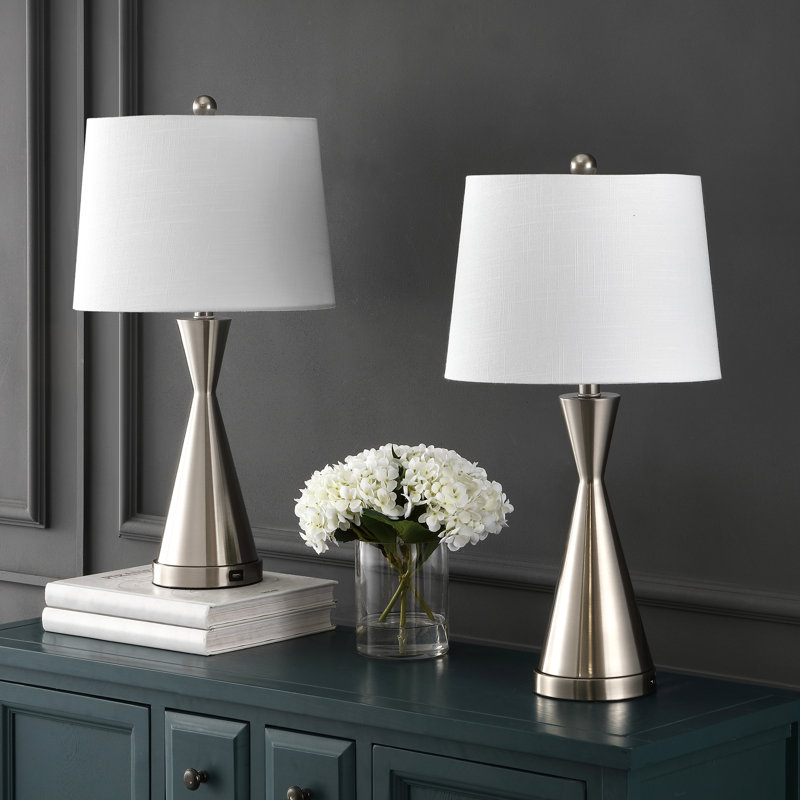 Vinona Metal USB Table Lamp, Nickel