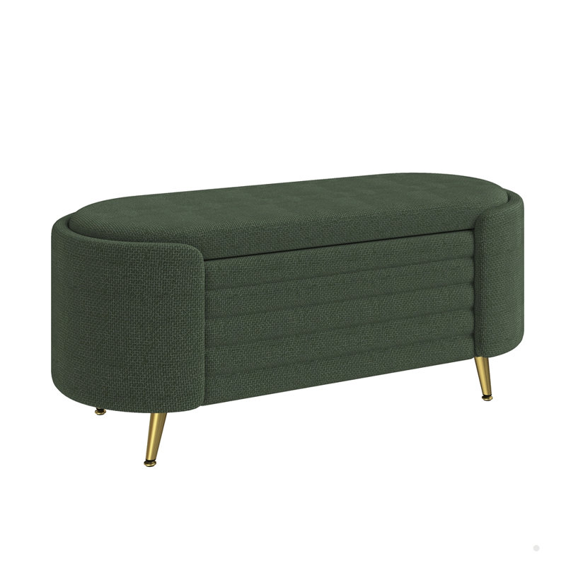 44.9-inch Upholstered Storage Bench End of Bed Bench Entryway Shoe Bench, Green