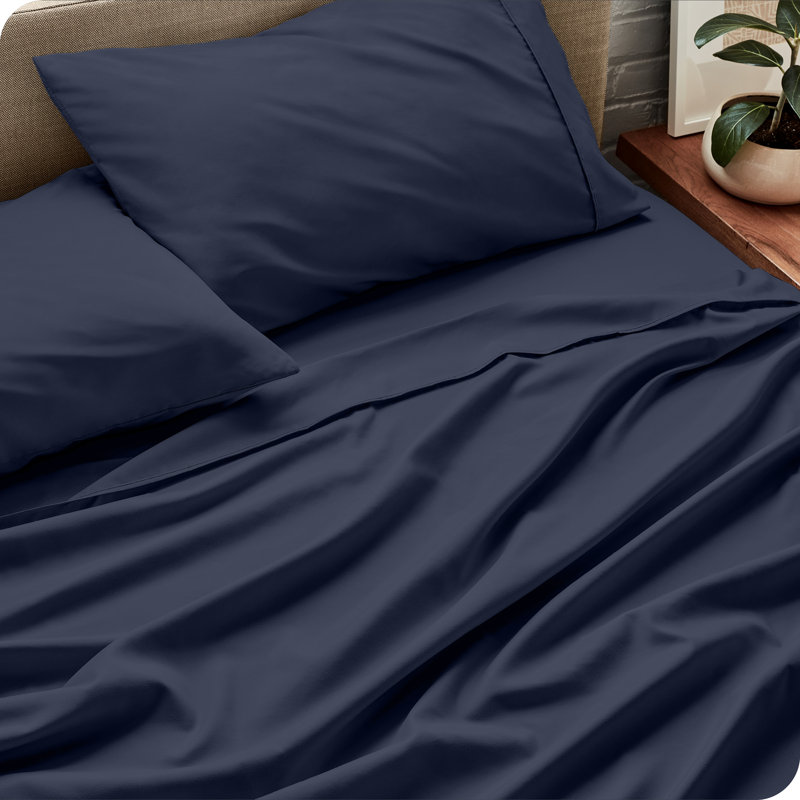 Ensemble de draps en microfibre Bare Home, Ensemble de draps pour très grand lit californien, Bleu minuit