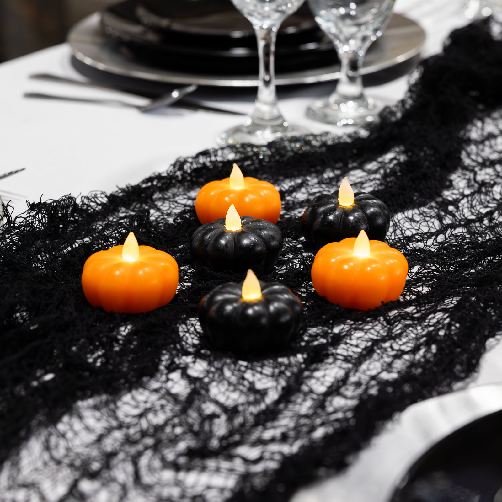 Battery-Operated Lighted Pumpkin Set