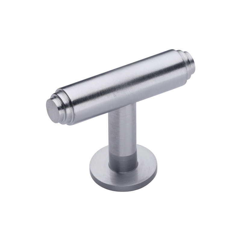 Heritage Brass Cabinet Knob Stepped T-Bar Design with Rose 45mm, Satin Chrome
