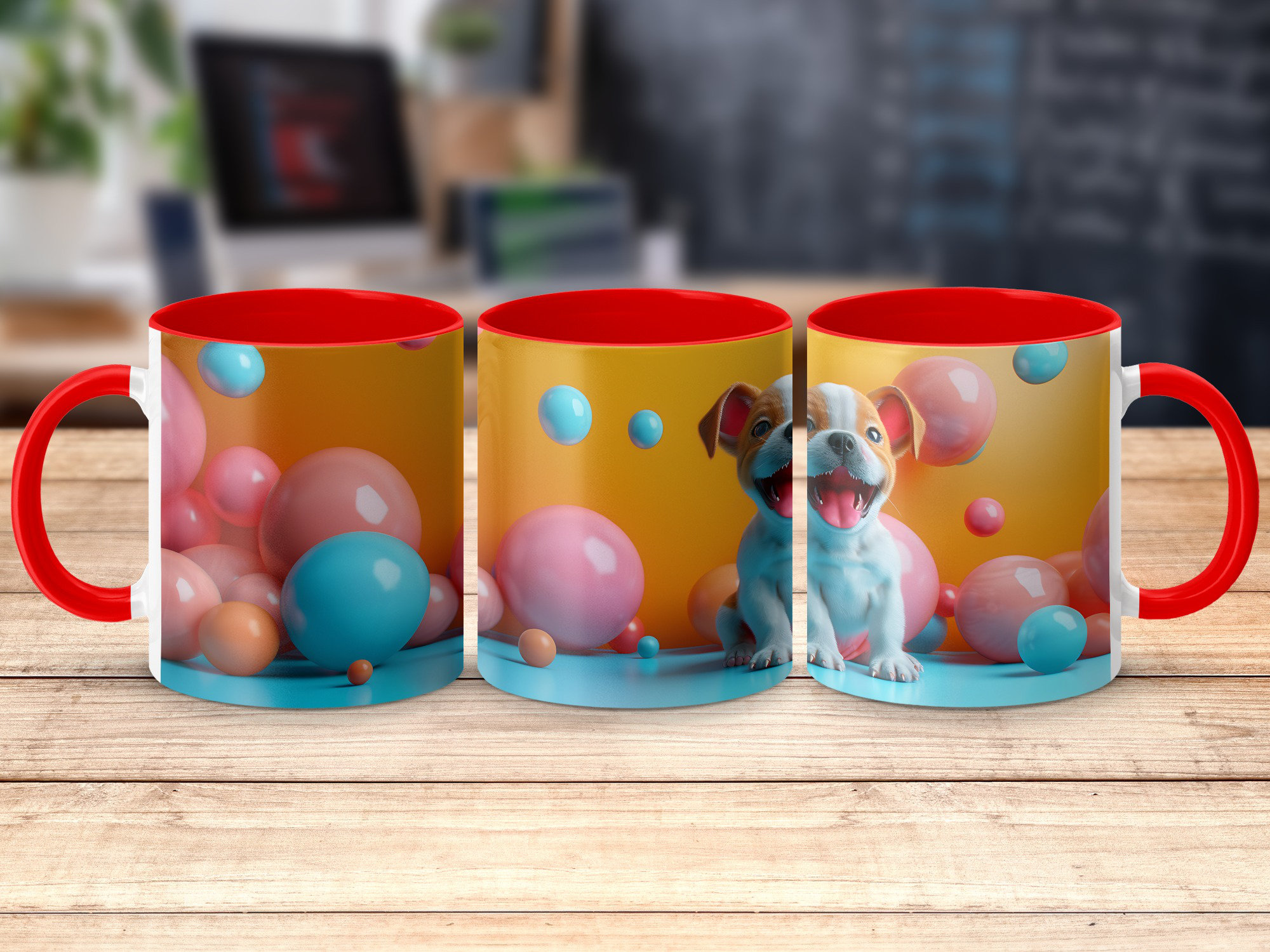 East Urban Home Colourful 3D Design 11oz Accent Mugs – White Ceramic ...