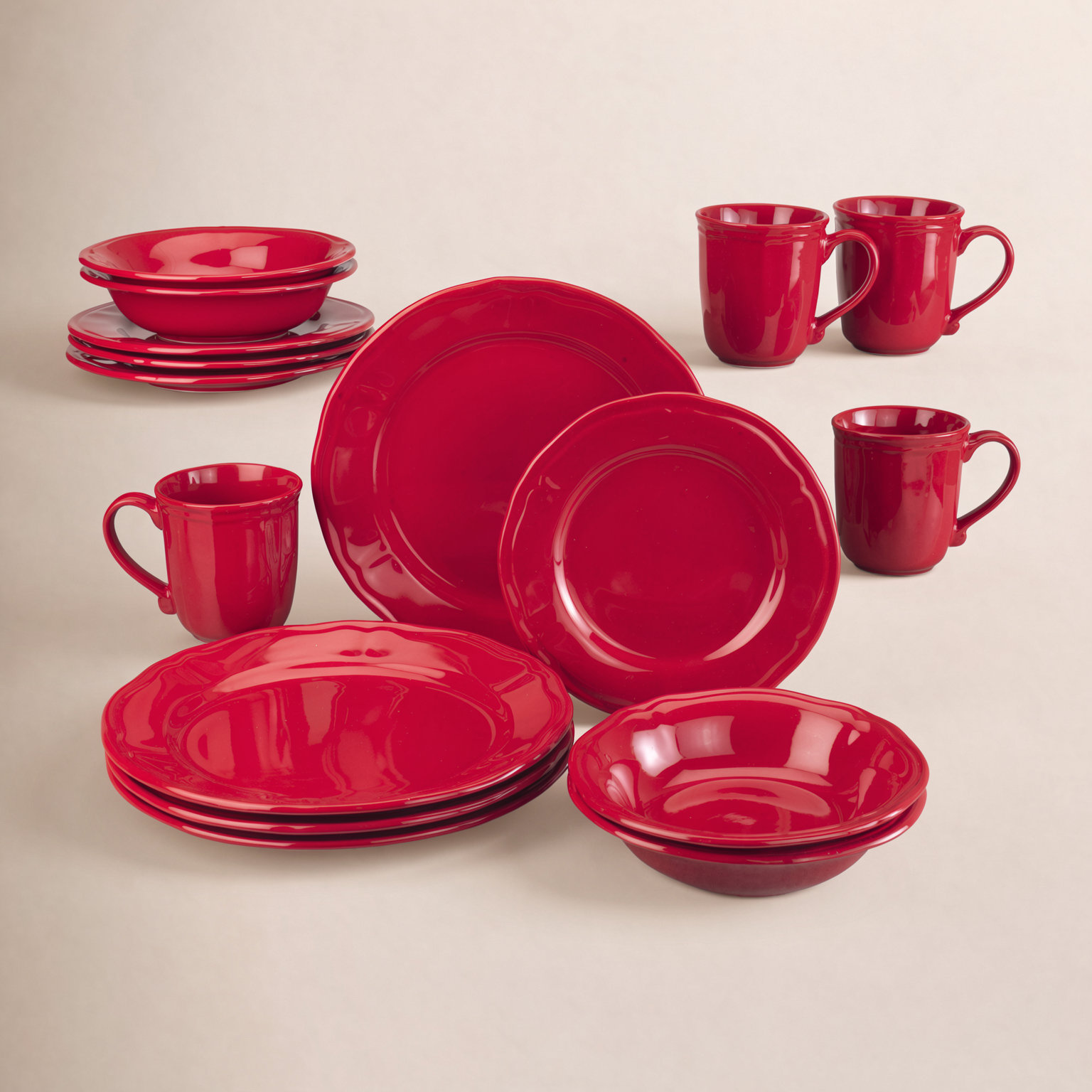 Siena 16 Piece Stoneware Dinnerware Set, Red
