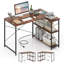 Bureau d'ordinateur en forme de L avec prises de courant Tablette réglable Structure en métal robuste-1228940185