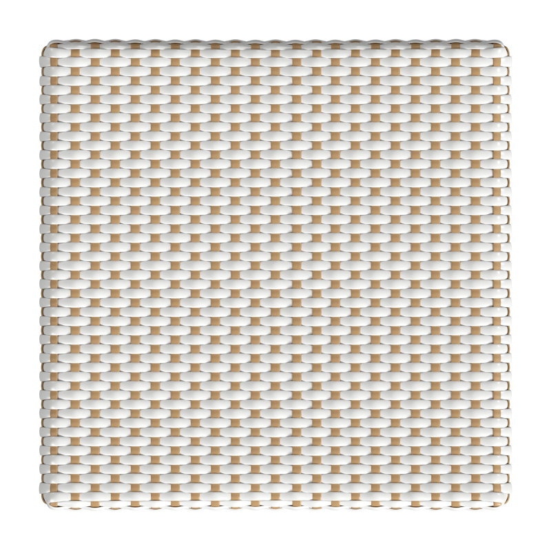 Riviera Gray/White Dot 24"H Square Rattan Counter Stool, White/Tan