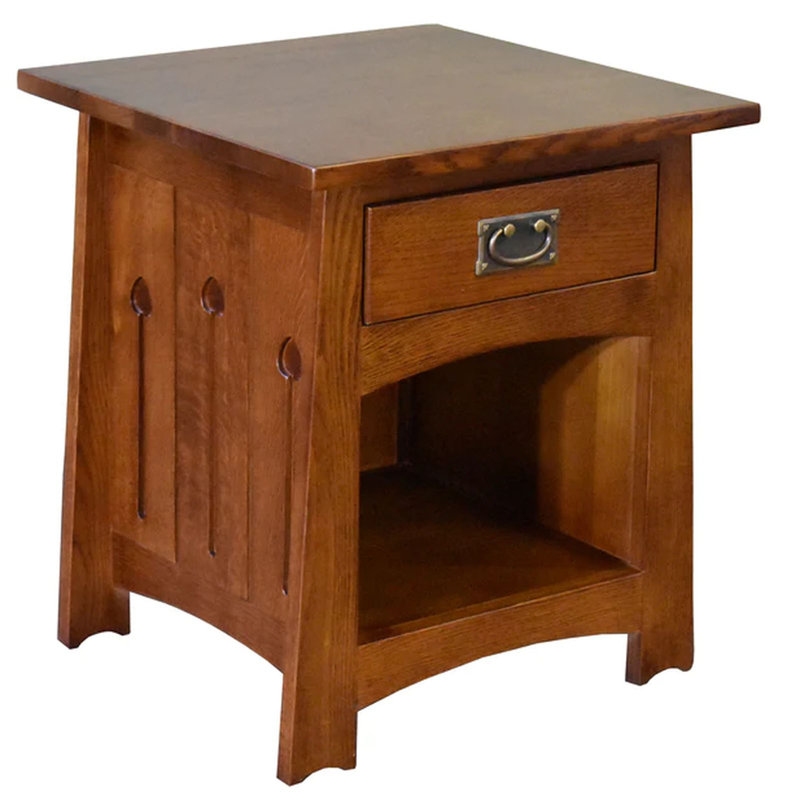 Table de bout en bois massif avec rangement Shabbona