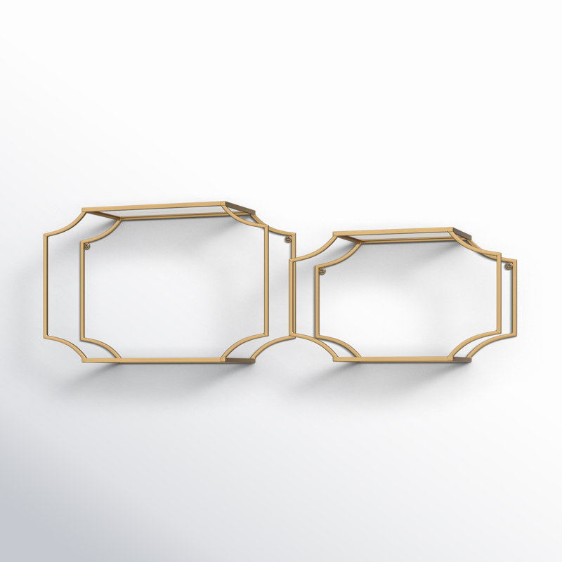 Brionna 2-Piece Accent Shelf, Gold, 12" H x 18" W x 6" D