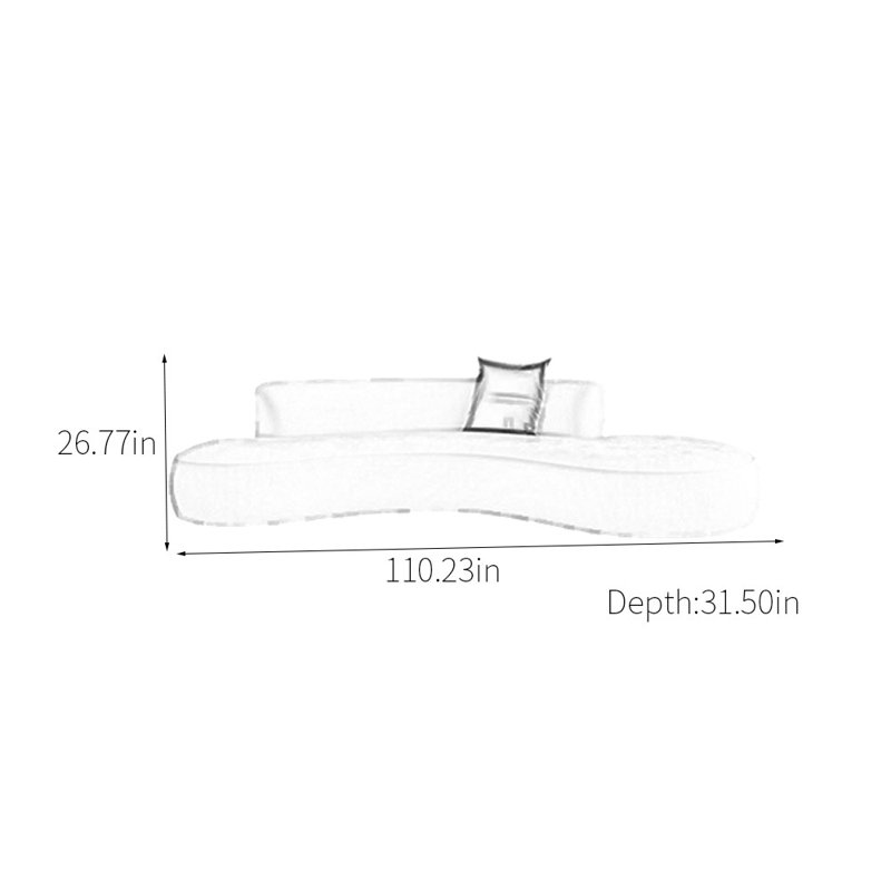 Canapé incurvé crème de style crème, H 26,77 po x l 118,11 po x P 31,5 po, 5