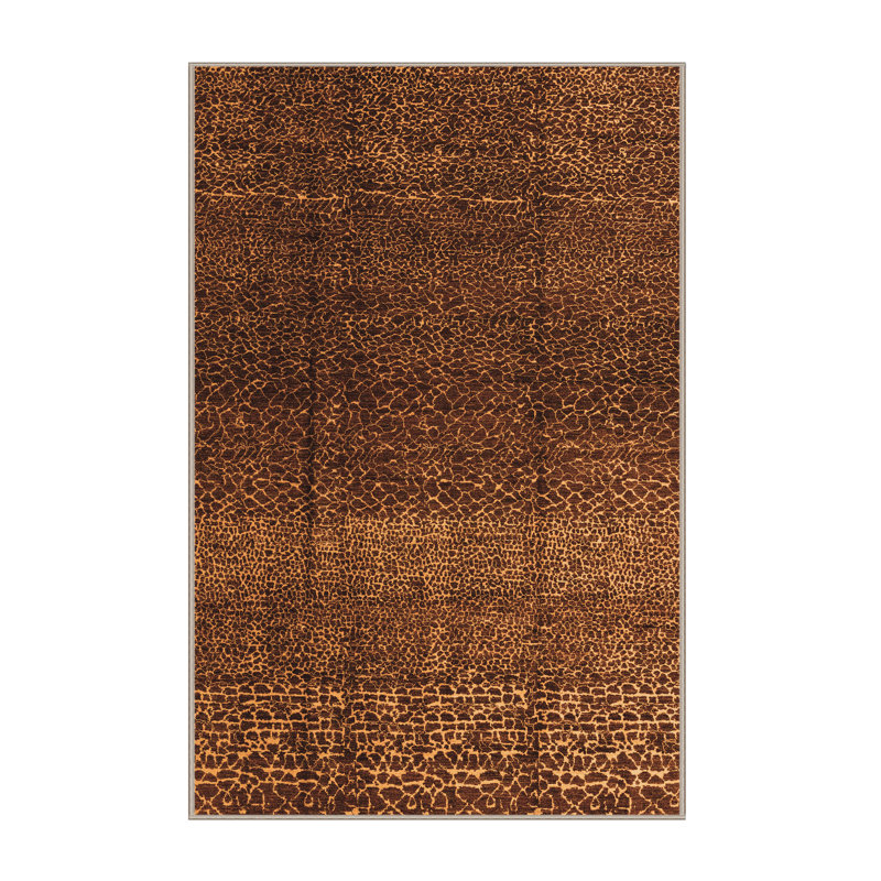Tapis tissé à la machine Gerilyn en brun / brun clair, Rectangle 4 pi x 6 pi