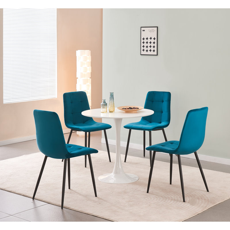 Upholstered Velvet Dining Chair, Turquoise