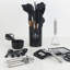 Ensemble d'ustensiles de cuisine 44 pièces en silicone avec support, spatule antiadhésive résistante à la chaleur et outils pour gadgets avec poignées en bois, noir-129466336