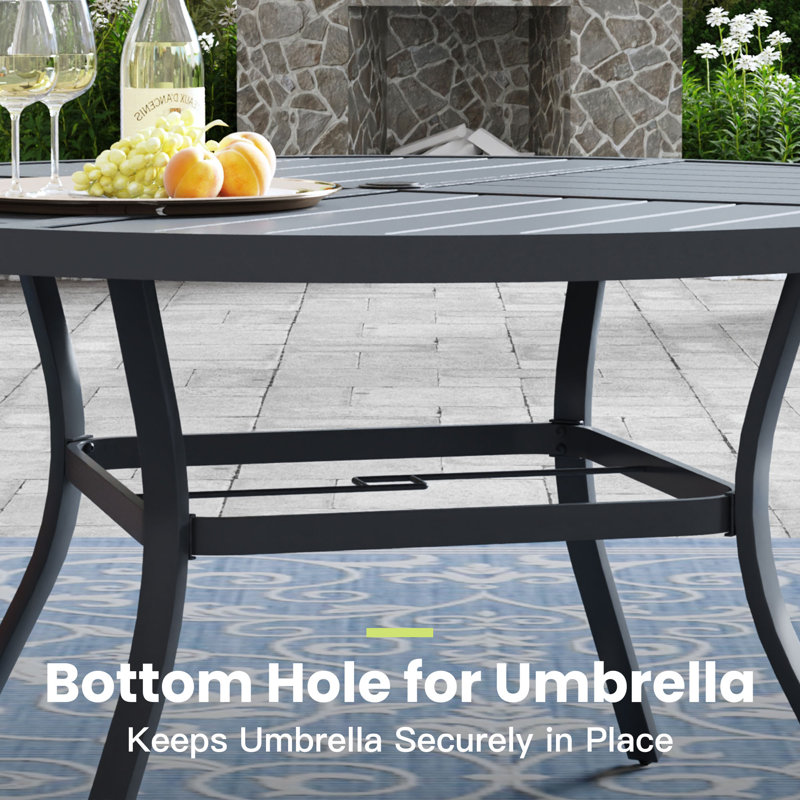 53.1" Round Outdoor Patio Dining Table, Gray