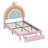 Upholstered Rainbow Design Bed, Velvet Princess Platform Bed With Storage Drawer, No Box-Spring Needed,Colorful Pink-655504363