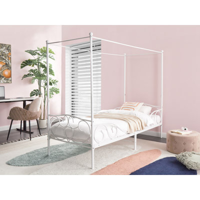 Four Poster Bed Metal SORMERY 90 x 200 cm (EU Single)