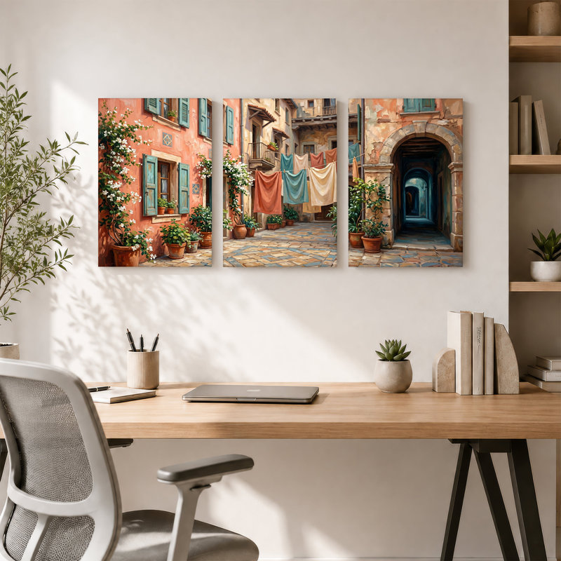Ensemble de 3 toiles d'art méditerranéennes, 18"H x 12"W x 3pcs