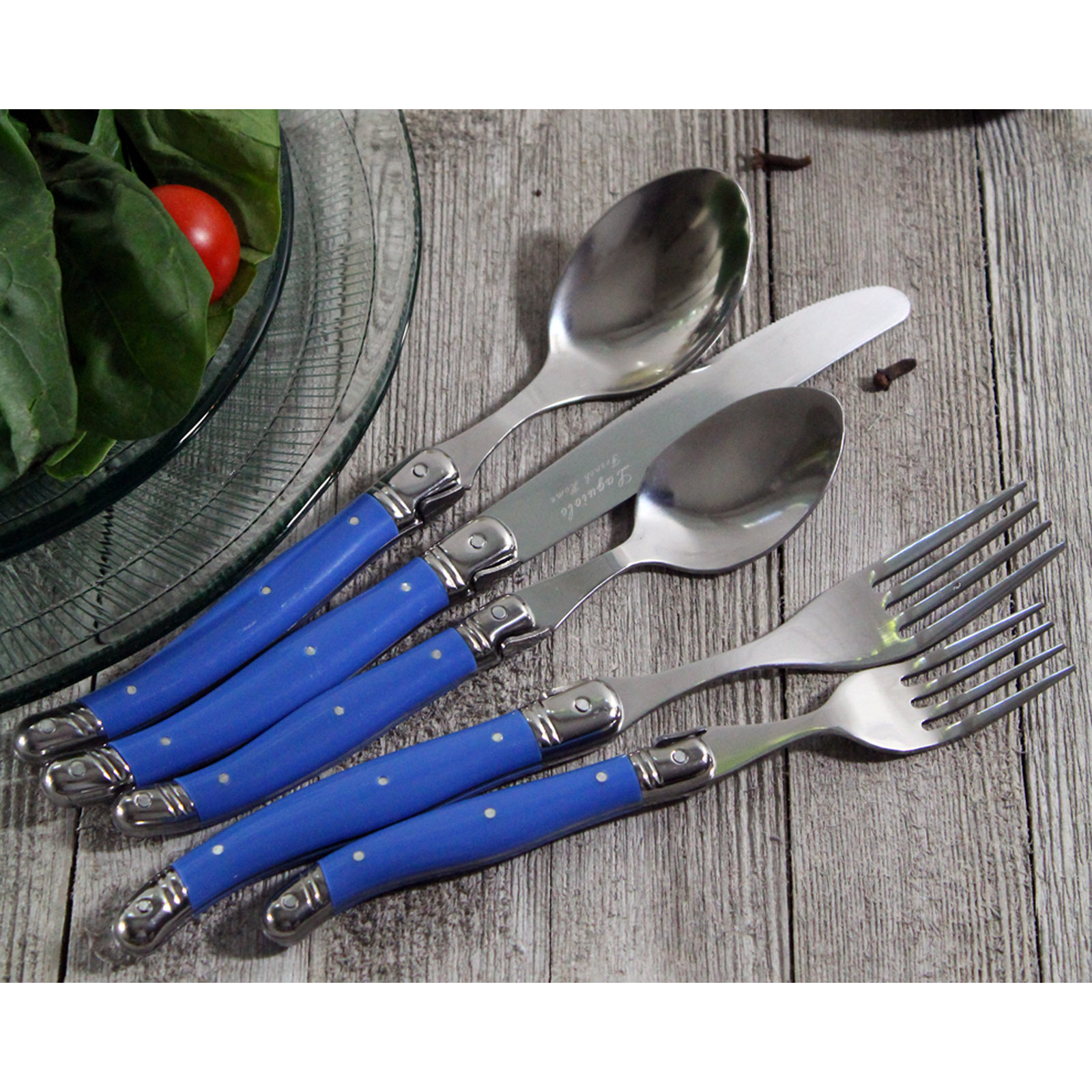 Hixon Stainless Steel Flatware - Set of 20, Blue