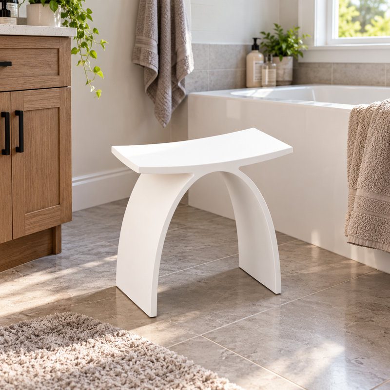 KAKUSIGA 14 inch freestanding solid surface arched bathroom stool