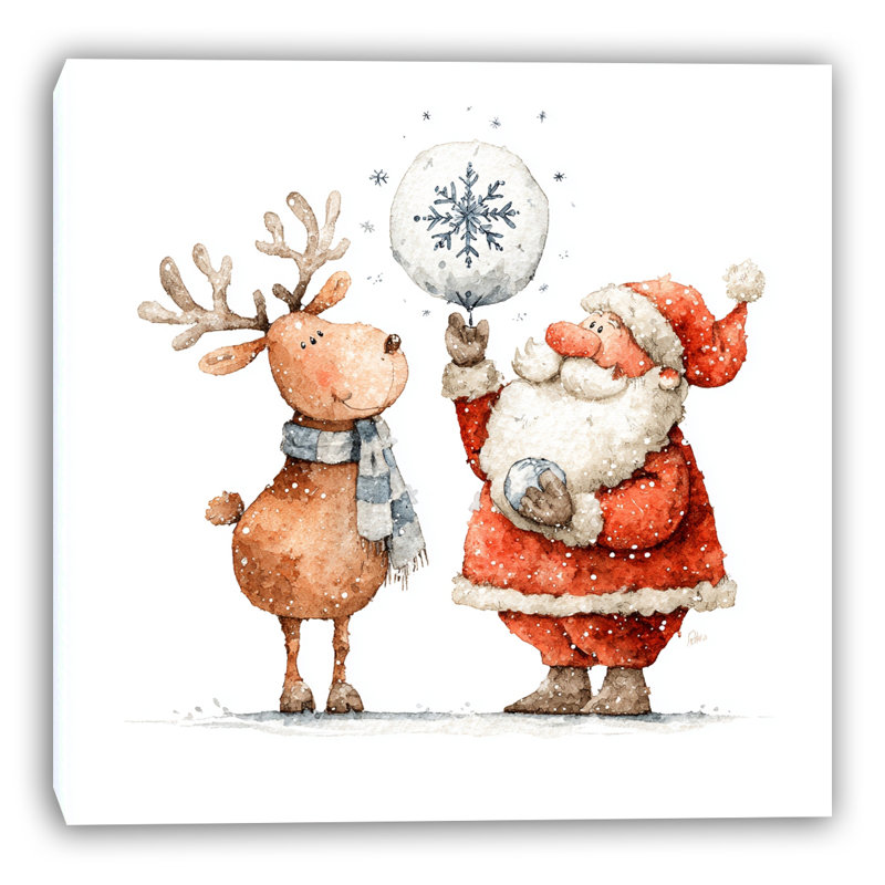 Toile de père Noël avec flocon de neige, H 12 po x l 12 po