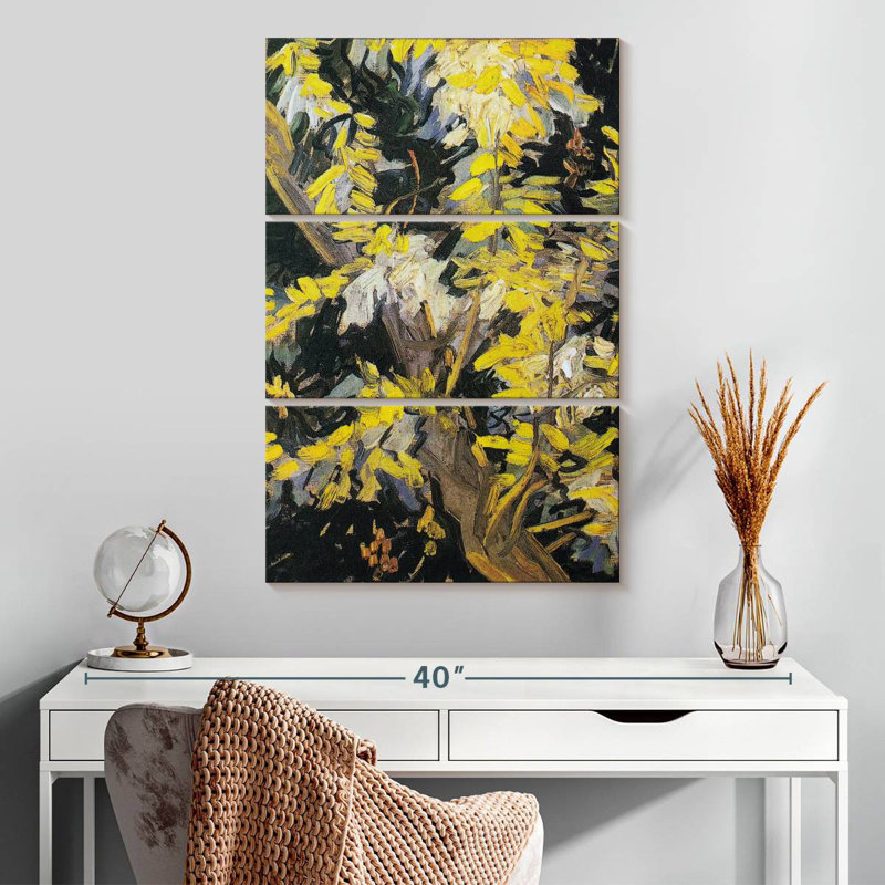 Branches d'acacia en fleurs, H 32 po x l 20 po