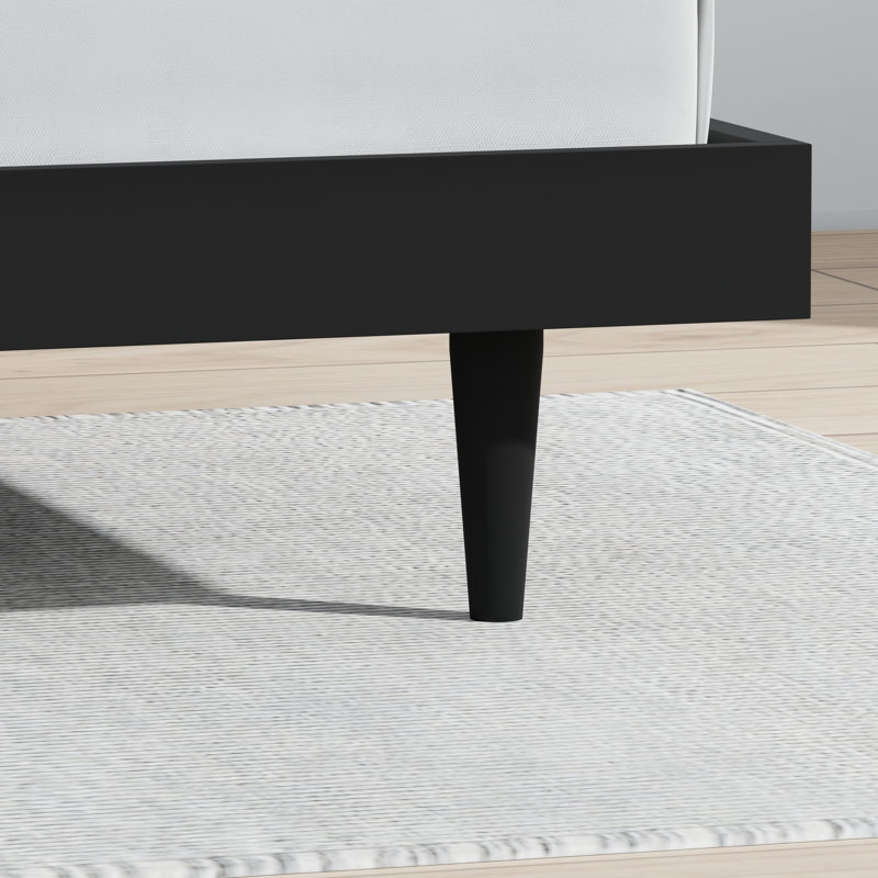 Wojcik Modern Wooden Bed Frame, Twin, Black