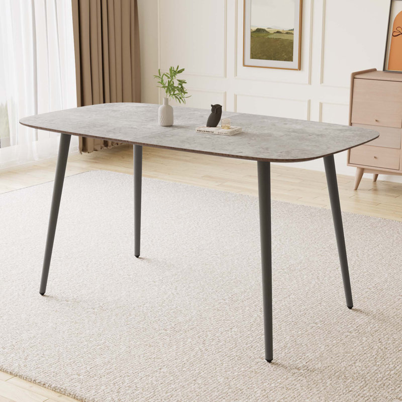 Rectangular Table, Modern Dining Kitchen Table, Gray/Gray, 29.9" H x 55.1" L x 31.5" W