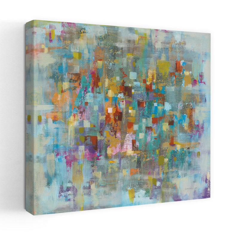 Confetti contemporain I avec art abstrait bleu, H 48 po x l 48 po