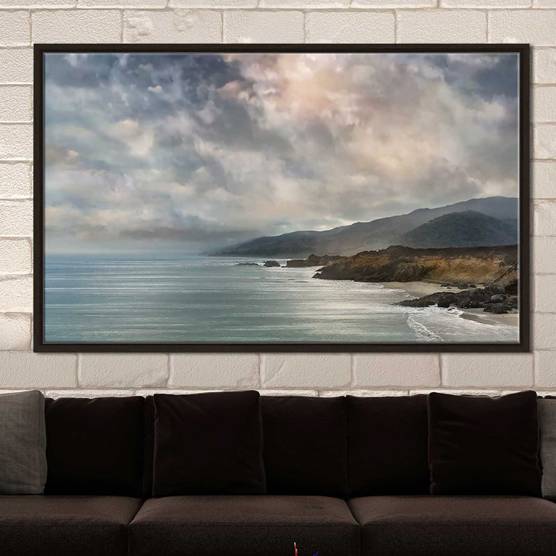 «Calming Sea», reproduction, H 21,5 po x l 33,5 po x P 2 po, Cadre flottant espresso