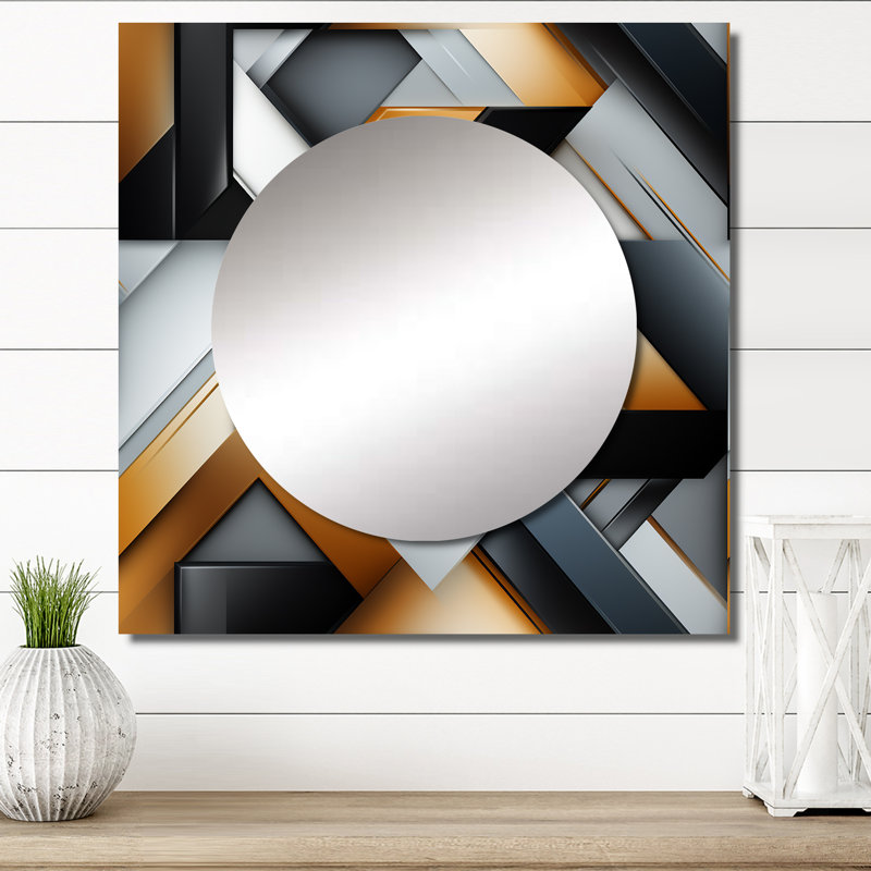 Dimensions de la mosaïque en marbre noir et doré II, 29 po x 29 po