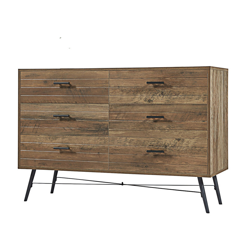 Commode 6 tiroirs, commode 6 tiroirs, meuble télé, meuble d'entrée, Noyer brun