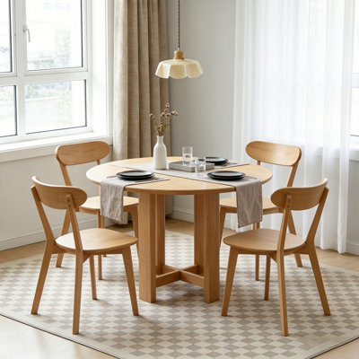 Chaises de salle à manger en bois massif 100% naturel, chaises de style moderne Mid-Century avec dossier incurvé, chaise de cuisine avec patins réglables pour la salle à manger, la cuisine, le salon et le bureau