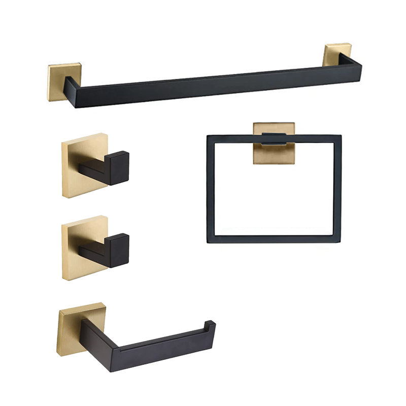 5 - Piece Bathroom Hardware Set, Golden/Black