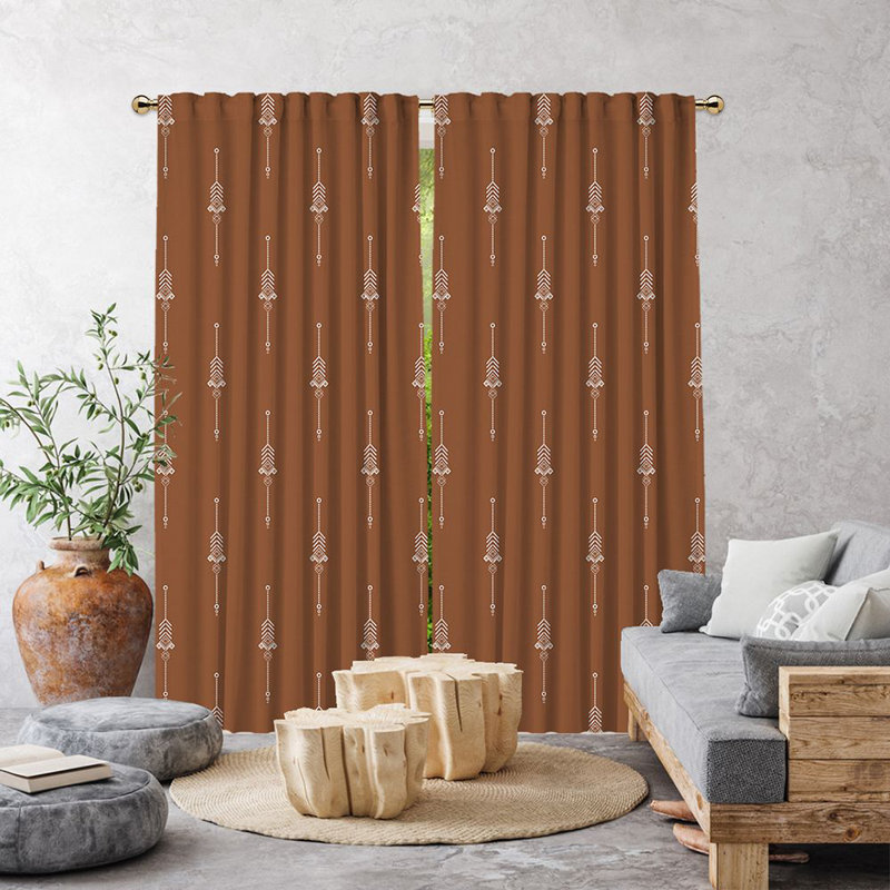 Burley Semi Sheer Curtain Pair, 140cm Width x 175cm Drop, Brick
