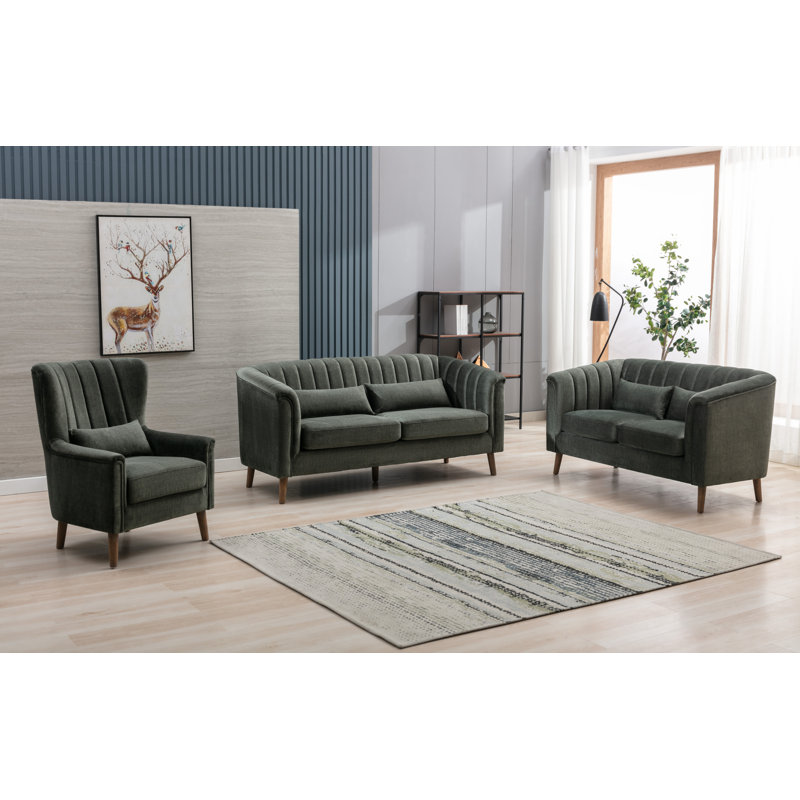 Colvin 2 Seater Velvet Loveseat, Moss Green Velvet