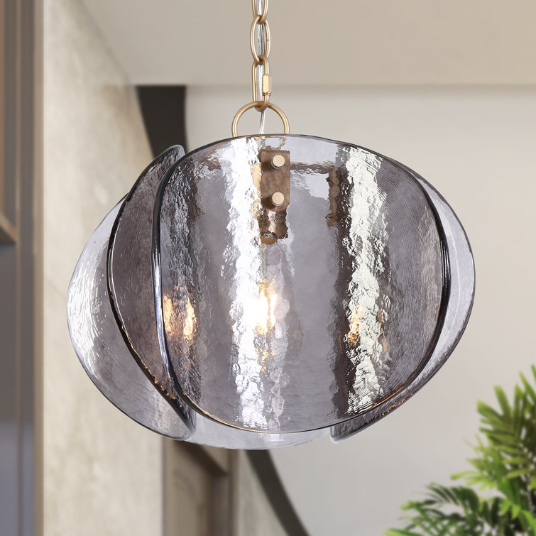 Quitman 1- Light 11.8'' W Dimmable Unique Smoky Glass Single Pendant ETL Certified