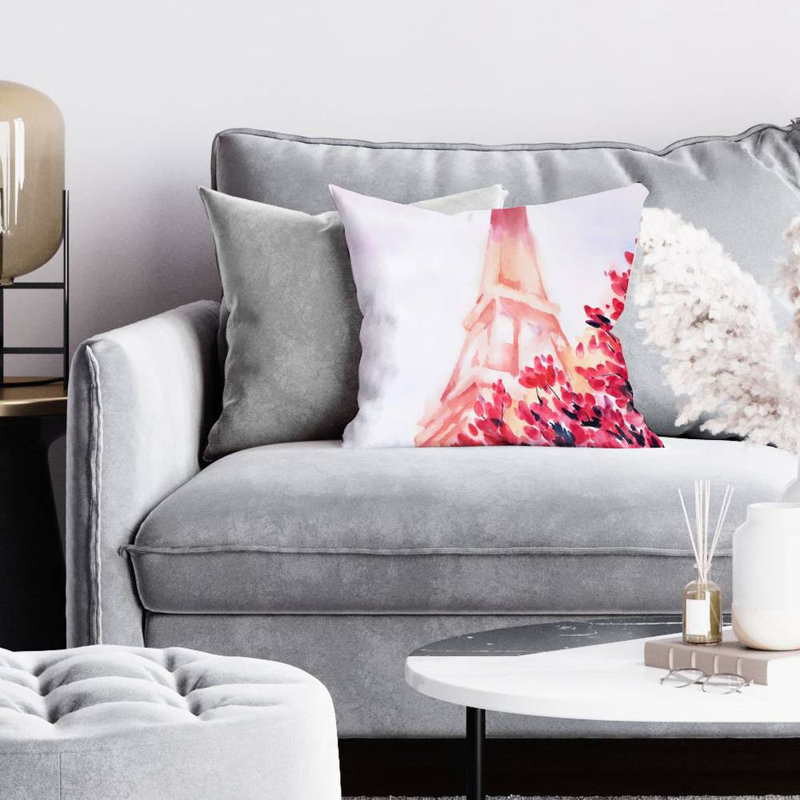Pink eiffel tower - 16"x16" Throw pillow - Poly twill - Print on demand, Polyester/Polyfill, 16" H x 16" W