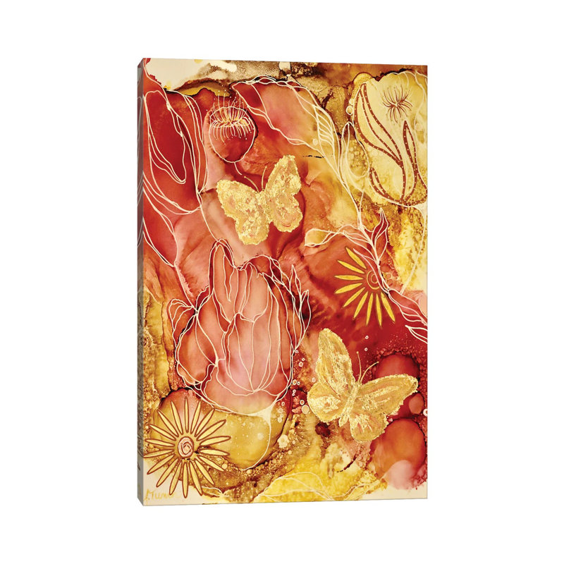 Golden Butterflies by Amy Tieman - No Frame Gallery-Wrapped Canvas Giclée on Canvas, Wrapped Canvas, 30.48cm H x 20.32cm W