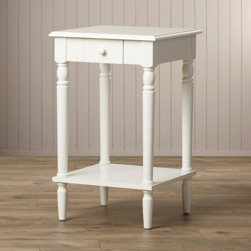 Ariella End Table with Storage, White